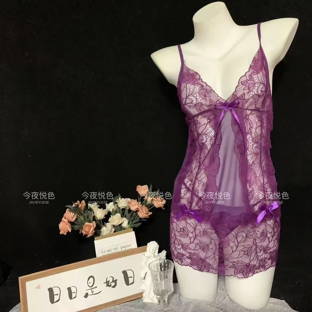 超短镂空蕾丝网状通用性感纯色睡裙家居服睡裙女款爆款2025睡衣