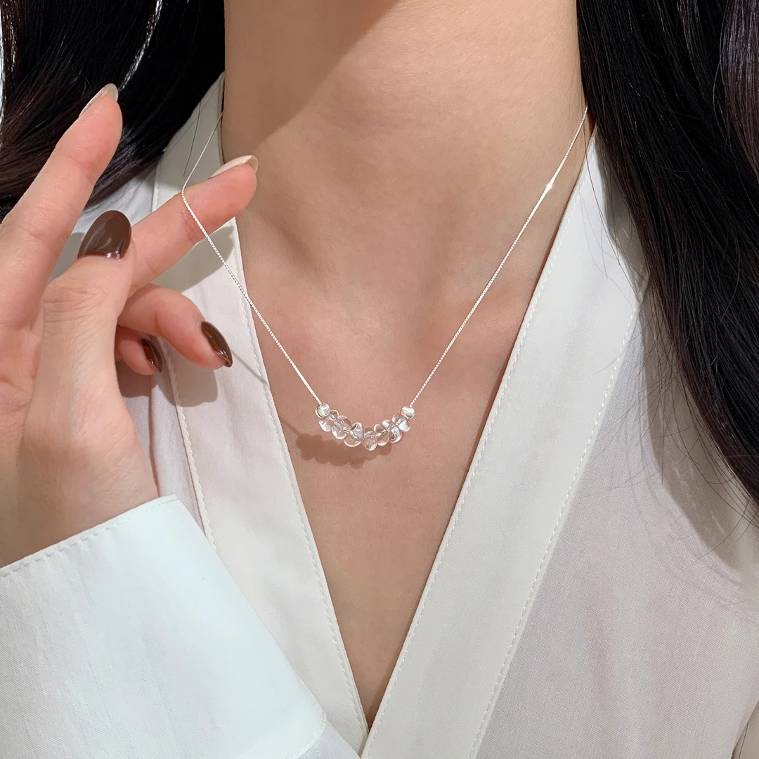 链子925银仿水晶 925纯银水晶项链轻奢气质时尚锁骨链小众颈链女