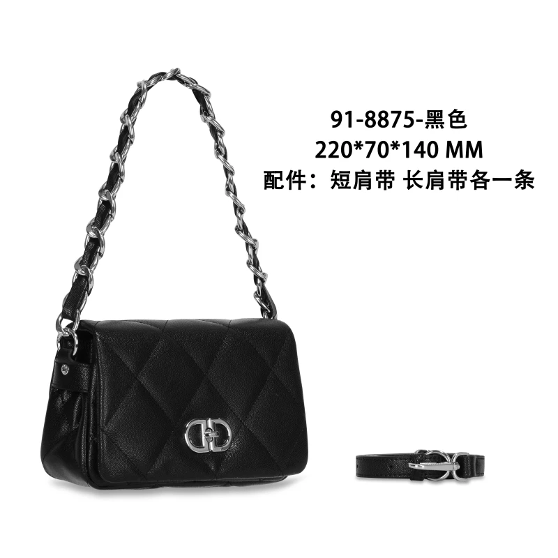 【初阳甄选】GQ-8875-黑色斜挎包奢华风日奢风欧美风法式单肩女包