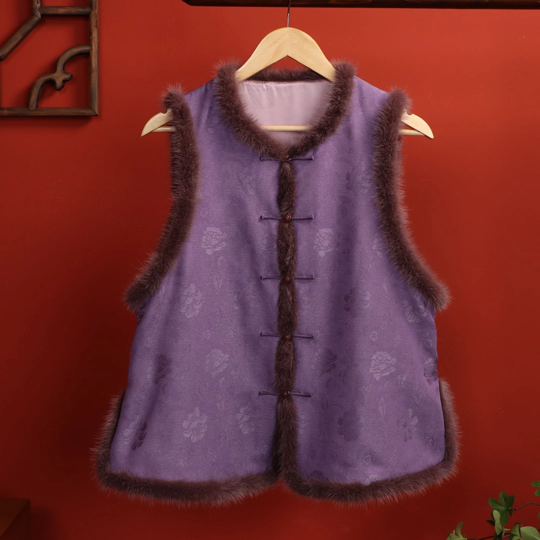 花罗苏绣水貂毛桑蚕丝摆件