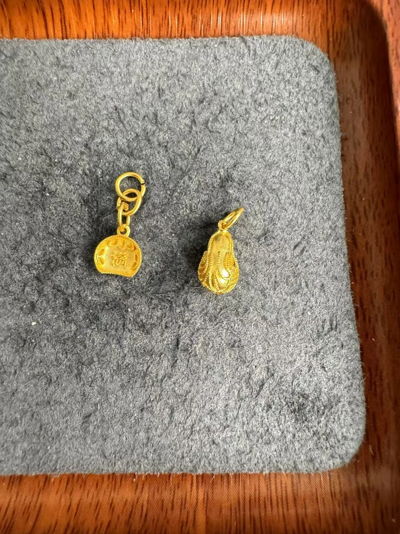 足金999 古法工艺簸箕白菜吊坠