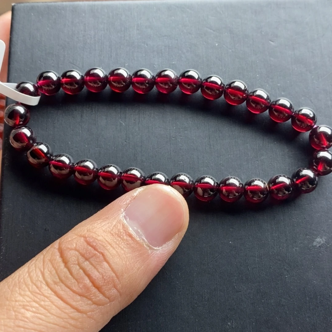 石榴石手链未镶嵌6.8mm酒红色特价