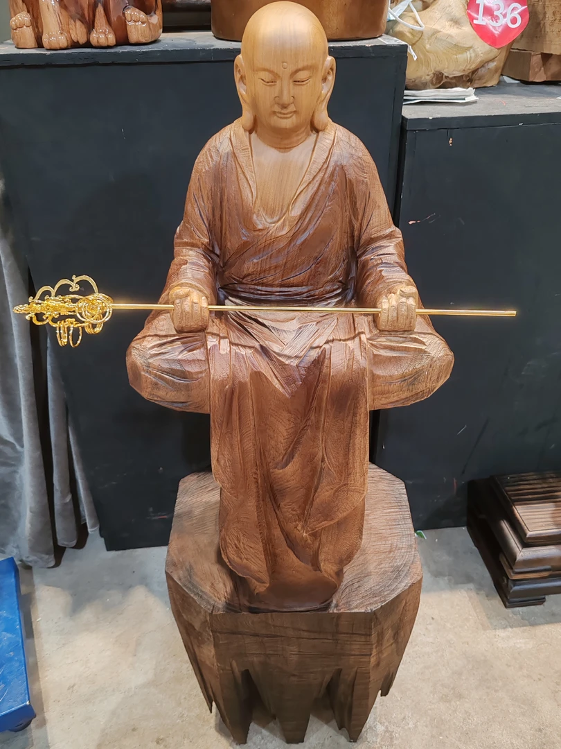 木根雕工艺品摆件（地藏王-香樟木）