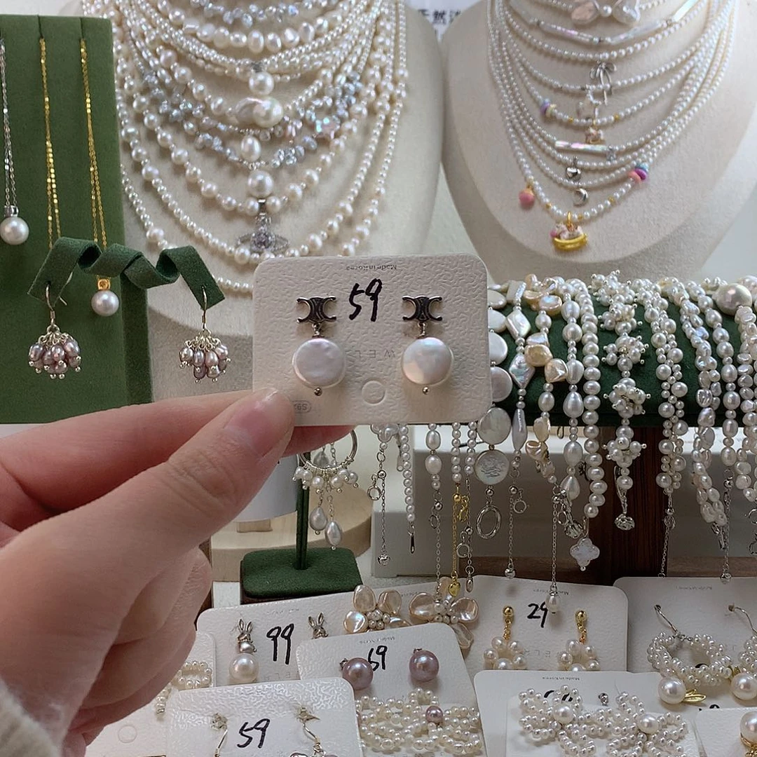 银S925镶嵌耳饰淡水珍珠