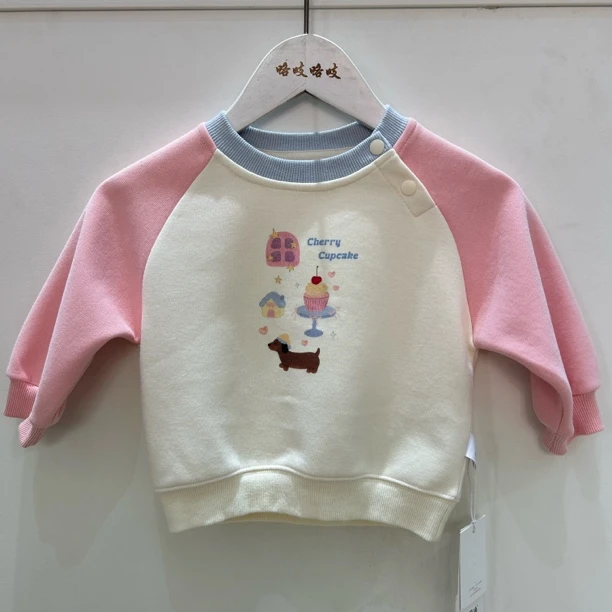 女童1-3岁73-110码长袖卫衣拼接插肩袖卡通可爱柔软舒适宝宝