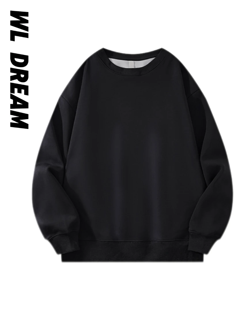 WL丨全棉加绒加厚宽松圆领卫衣男女打底百搭