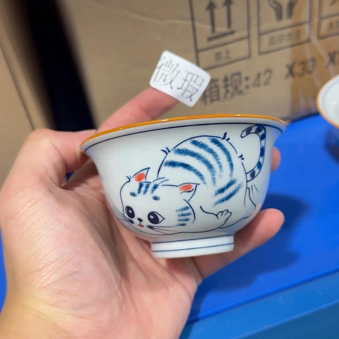 釉下手绘茶具微瑕