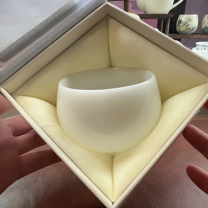 礼盒装：隐唐窑/璞玉素烧自生釉170ml罗汉主人杯