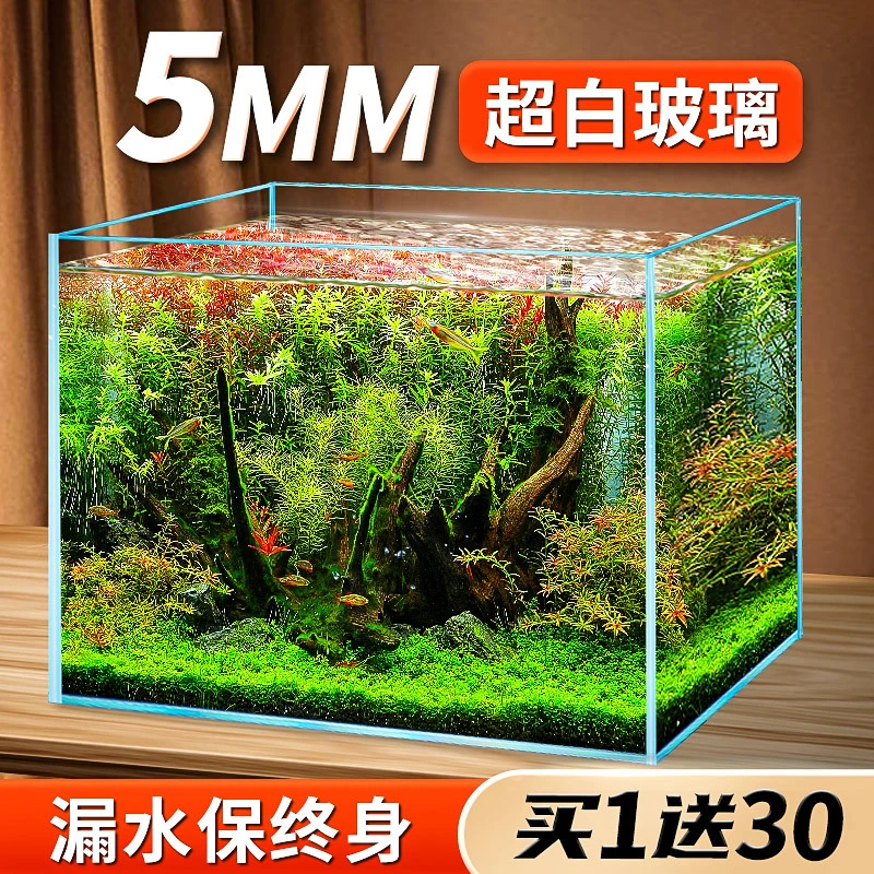 鱼缸超白玻璃缸小型客厅饲养观赏鱼水族箱生态桌面缸家用水草