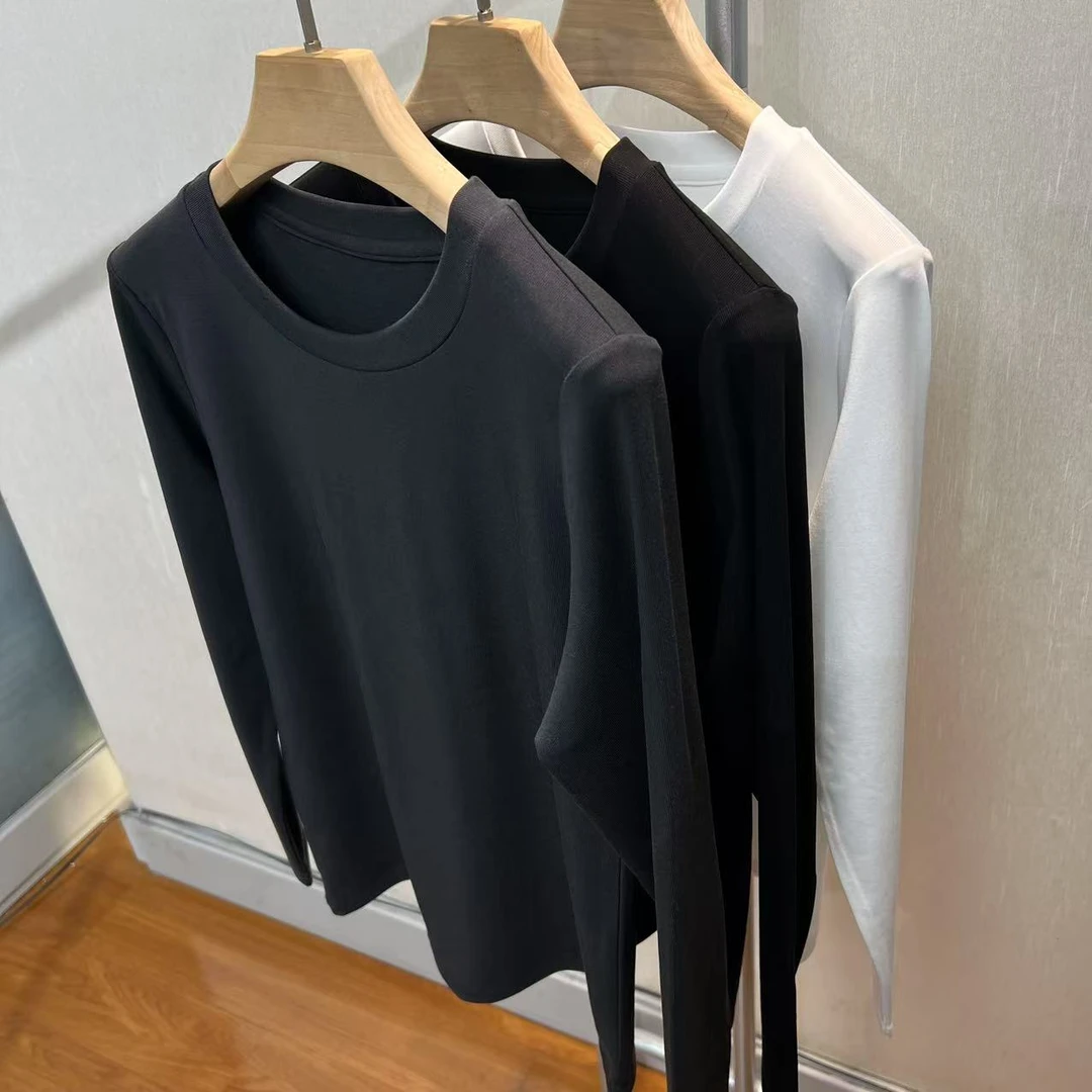 【老头定制】莱赛尔春季百搭简约长袖T恤 X-25005