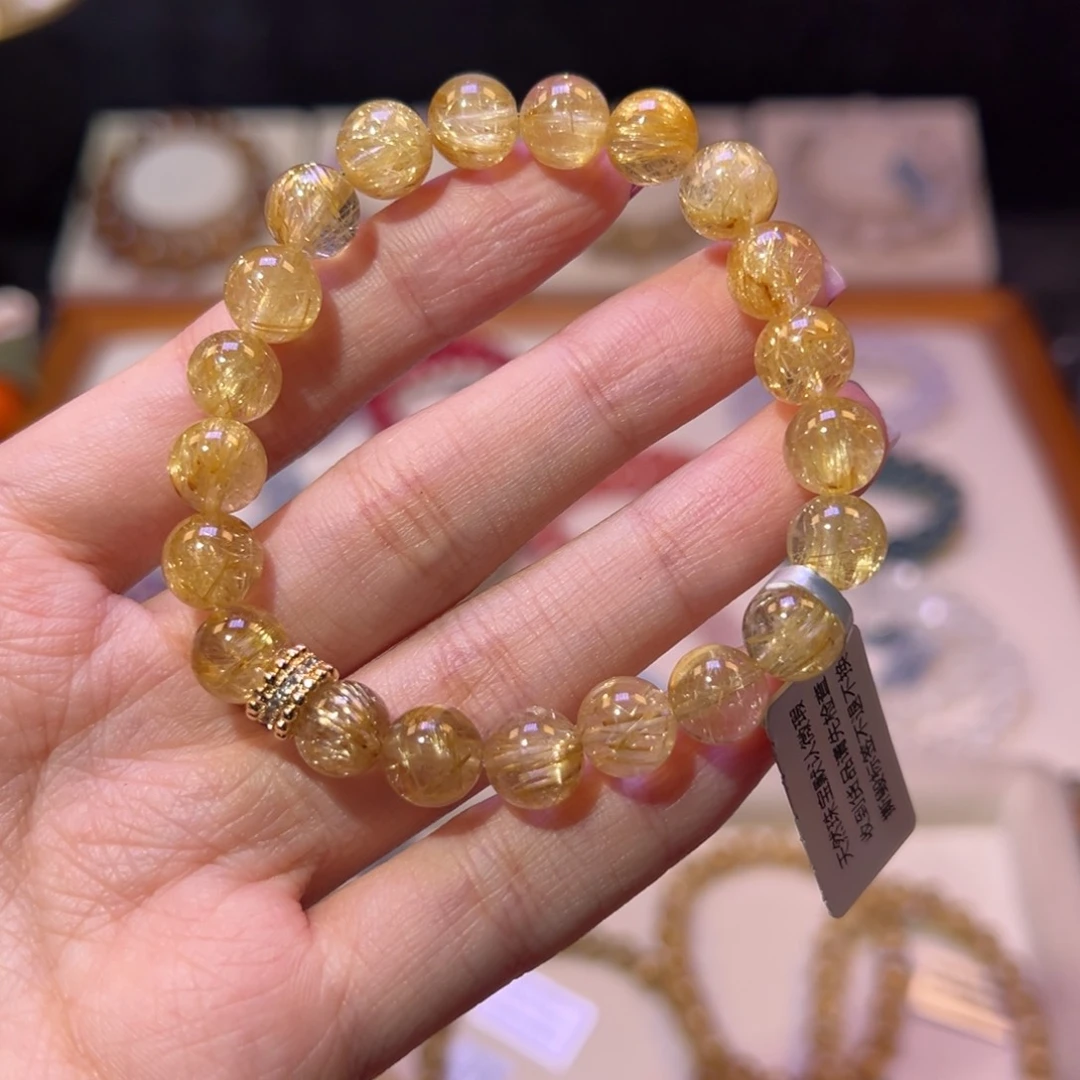 水晶手串未镶嵌不***、8m典藏级满发高阶金发晶