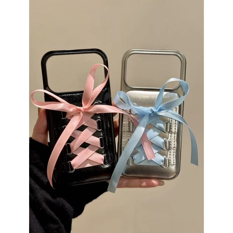 高级感皮纹黑银蕾丝适用于iphone17promax苹果16pro手机壳新款15p