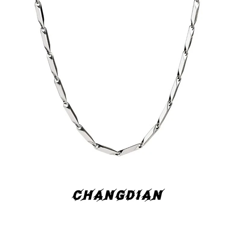 钛钢项链 菱形男高街饰品高级感男士男生配饰小众颈链百搭瓜子链