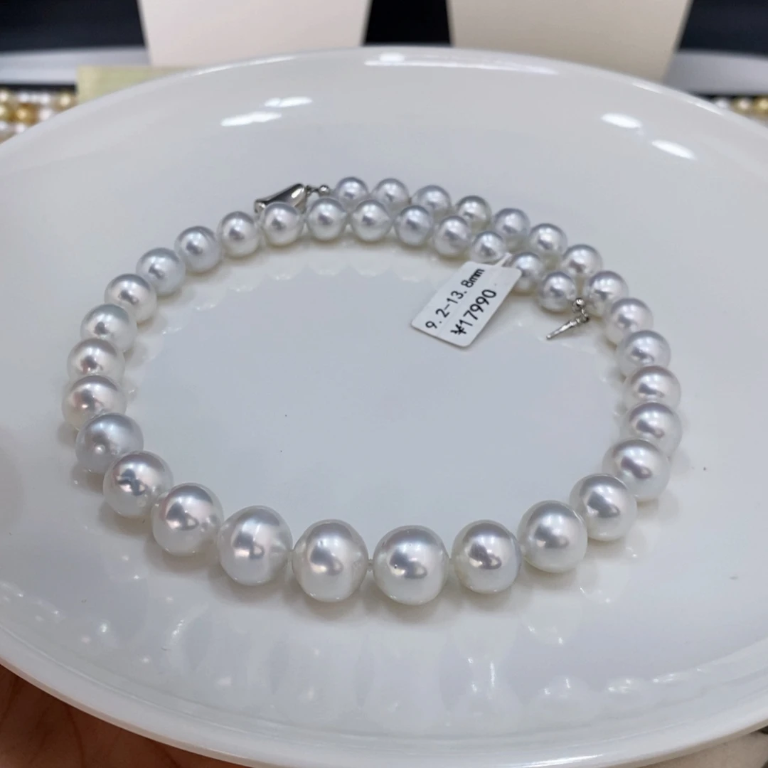 海水珍珠颈饰未镶嵌大*`澳白项链9.2-13.8mm莫