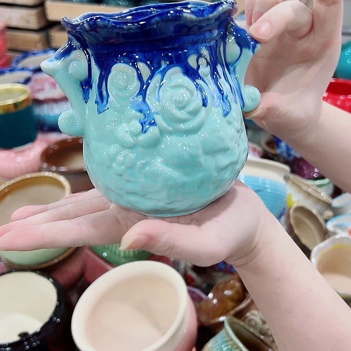 有孔，凑单福利满10元发货陶瓷多肉花盆！