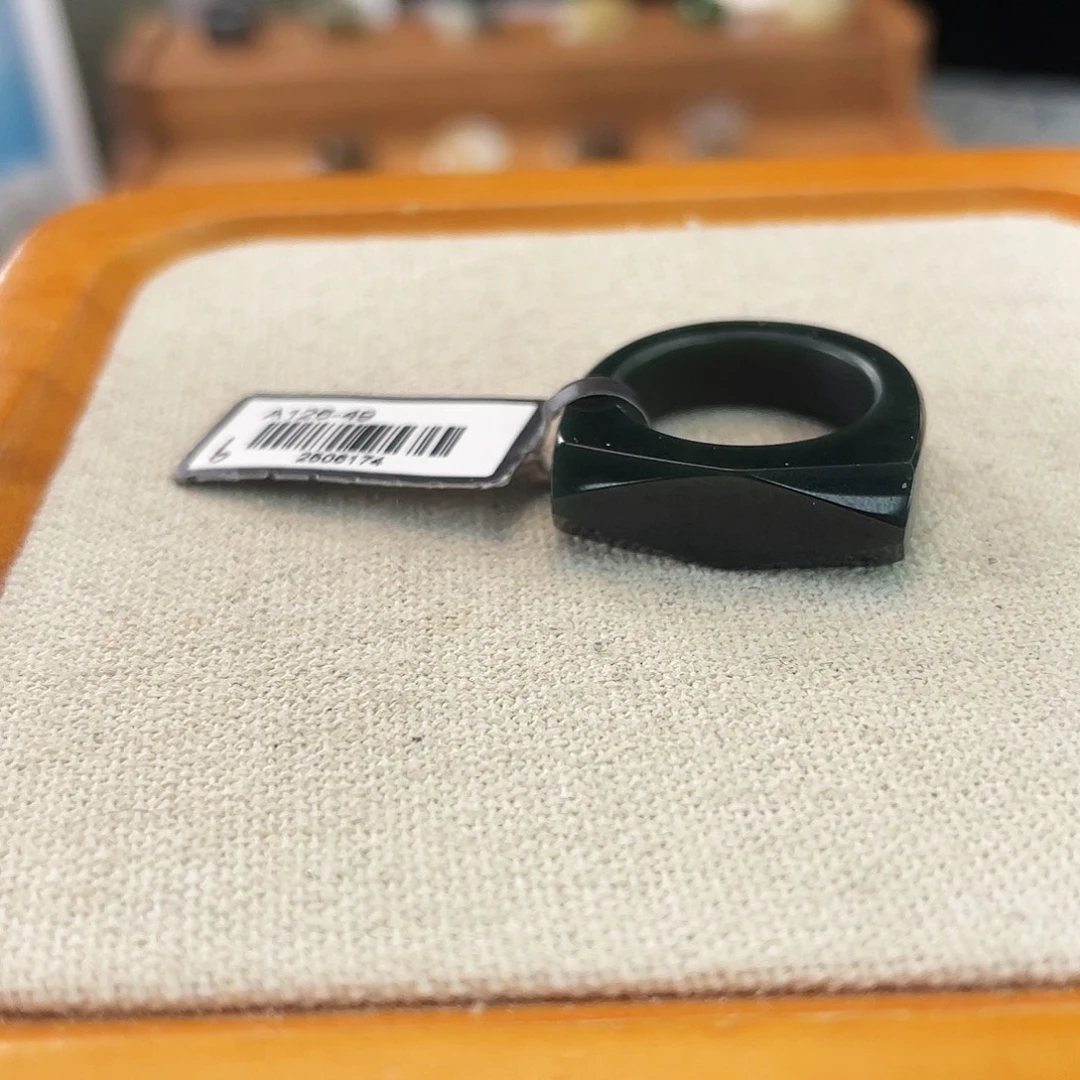 和田玉未镶嵌戒指Y51墨绿17.1不退换