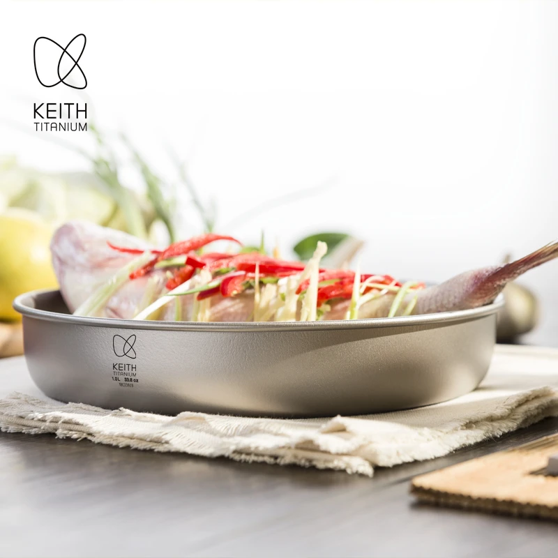 KEITH/铠斯纯钛餐碟菜碟蒸鱼碟子盘子家用菜碟汤碟鱼盘圆盘子餐具