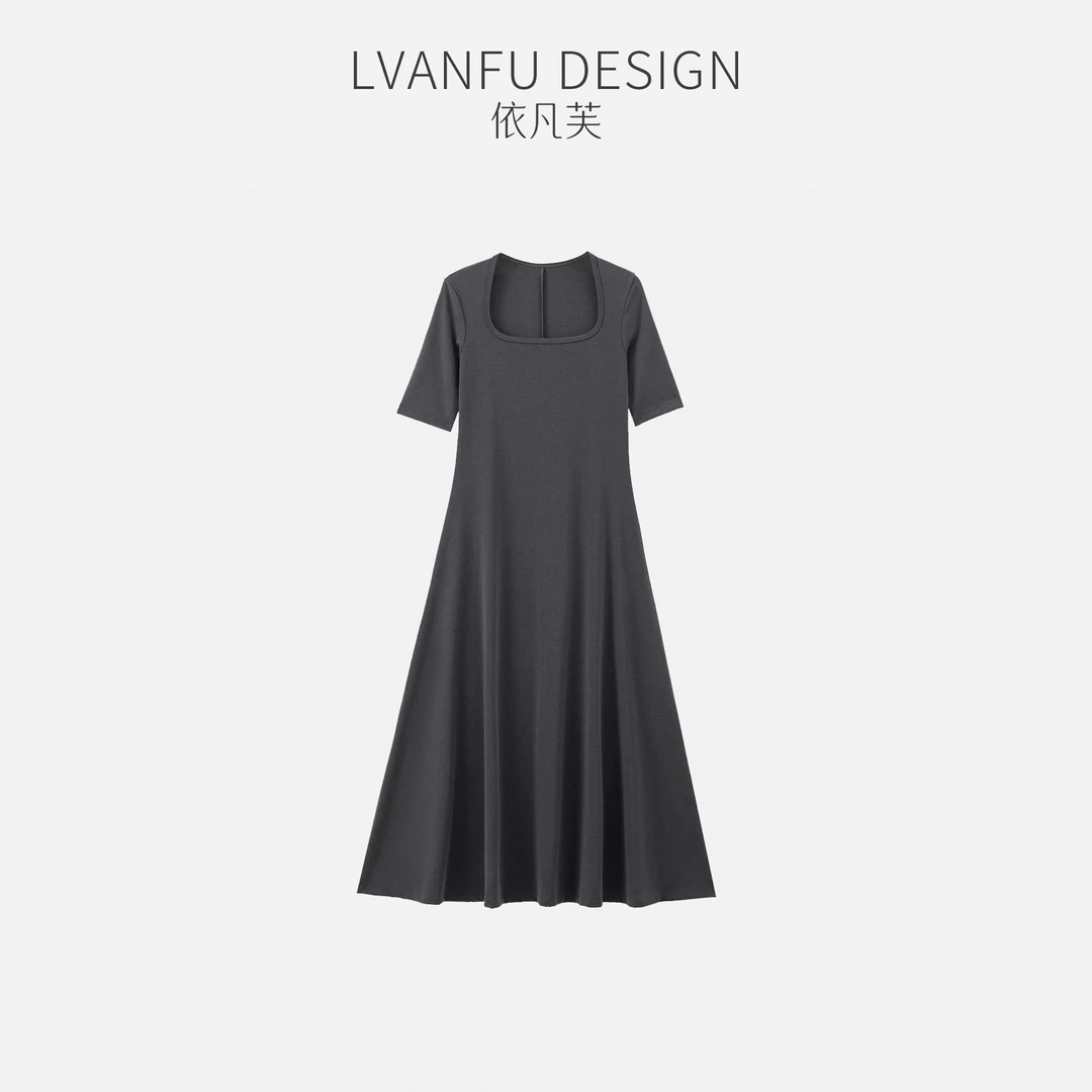 依凡芙2025夏季新款莱赛尔棉U型领连衣裙JY792A