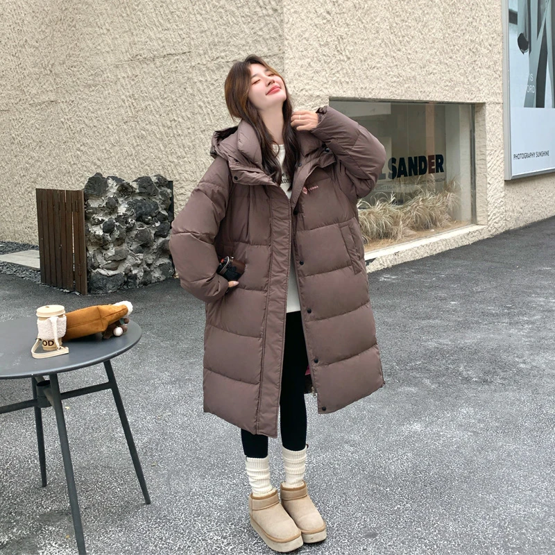 学院风中长款加厚羽绒服2025冬季新款休闲百搭设计感ins风面包服