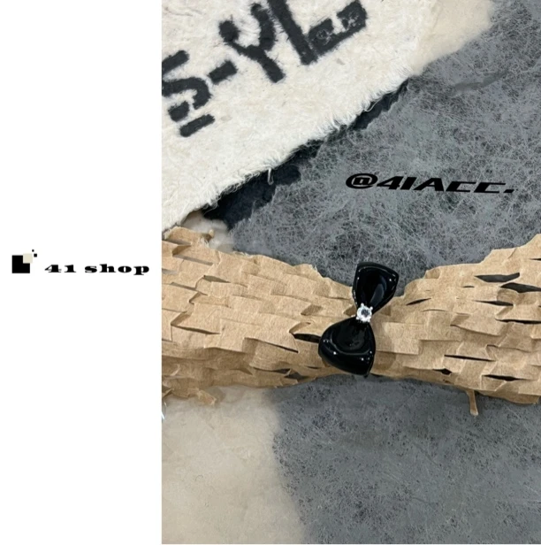 铜合金合成锆石戒指 B-1  黑色蝴蝶结小香风戒指