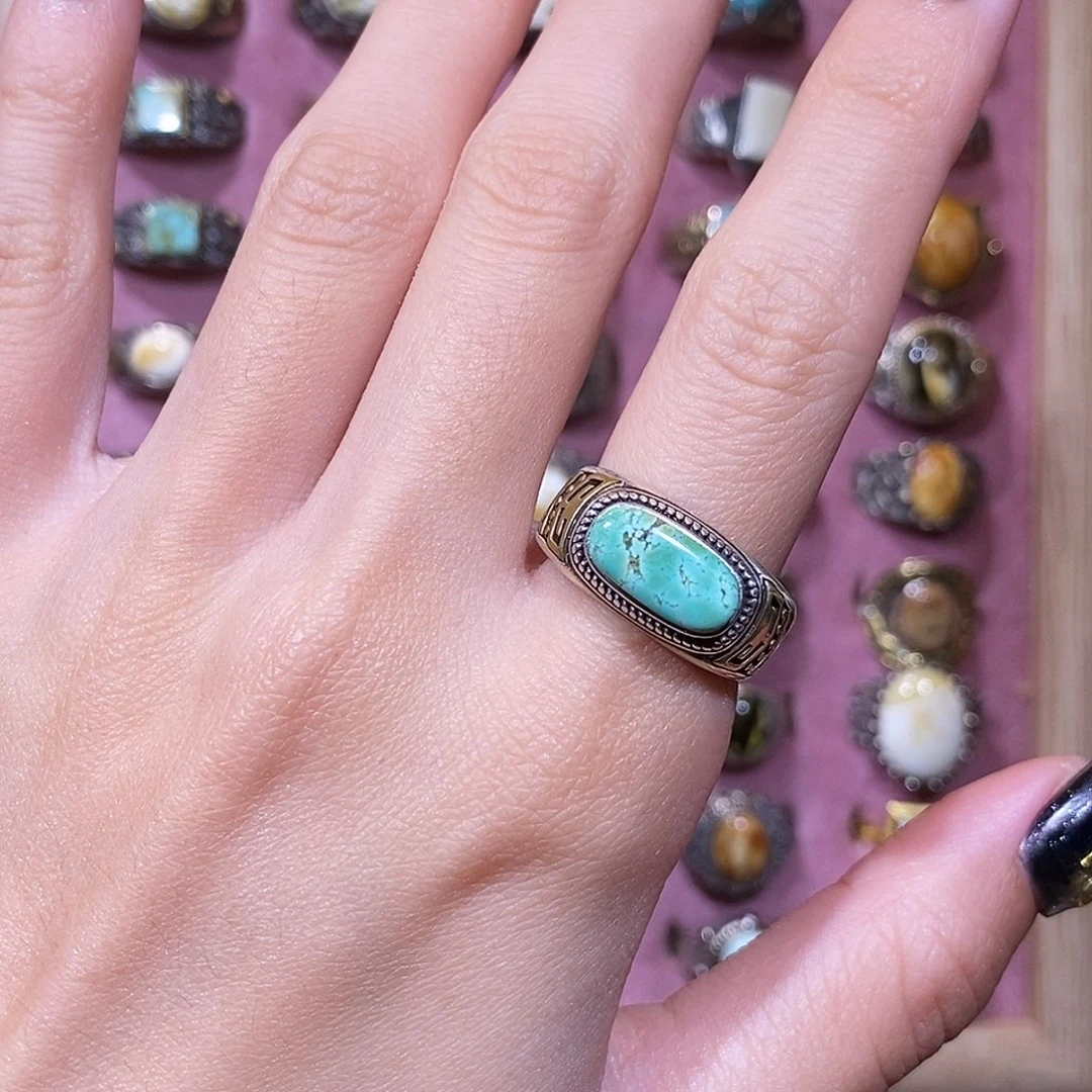 绿松石银S925镶嵌戒指戒指