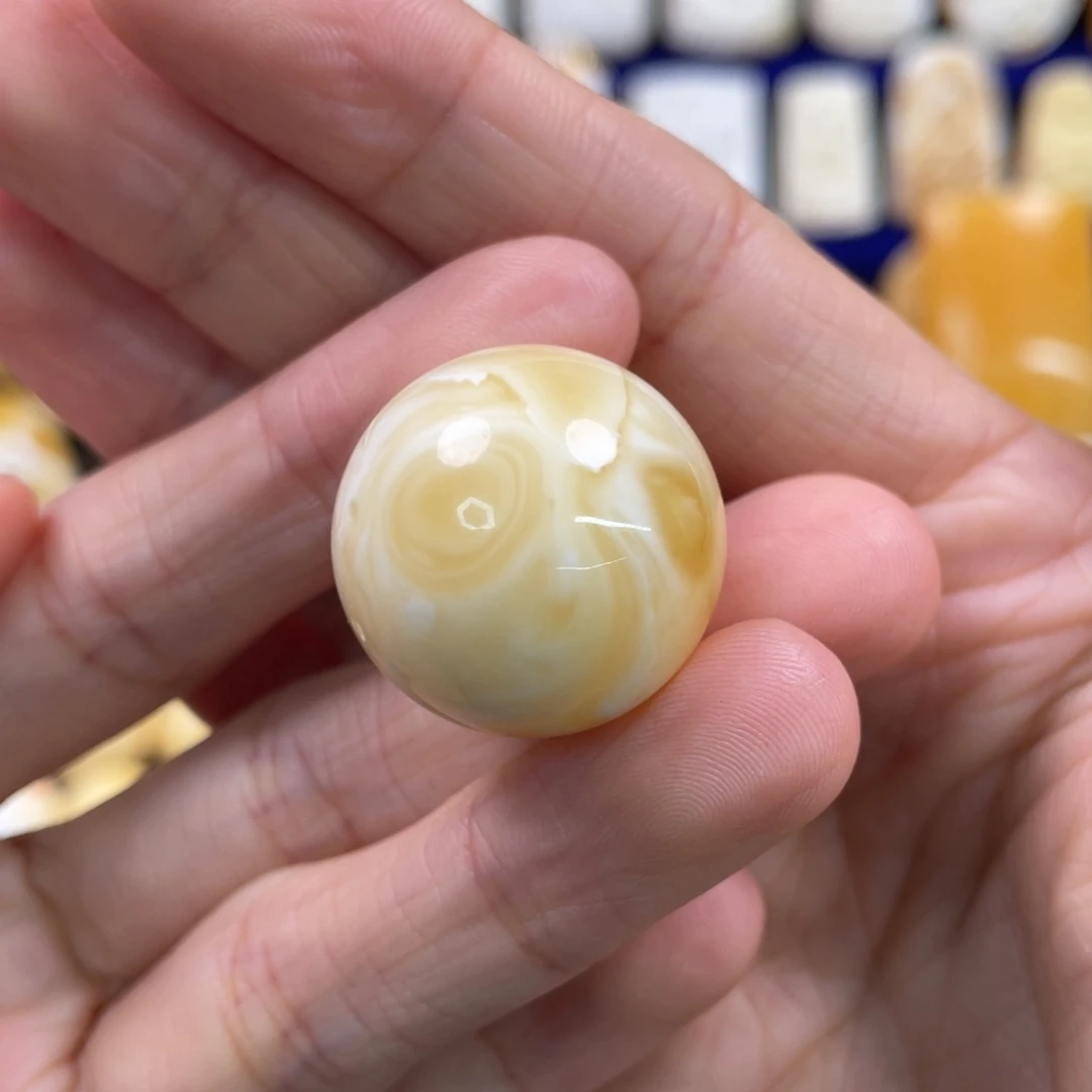蜜蜡裸石未镶嵌琥珀蜜蜡珠子卡23.3mm