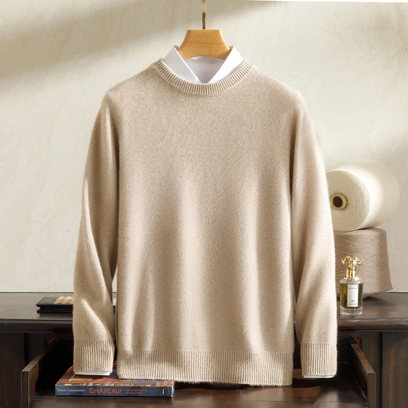 男士纯山羊绒7针加厚圆领加厚保暖精工细作