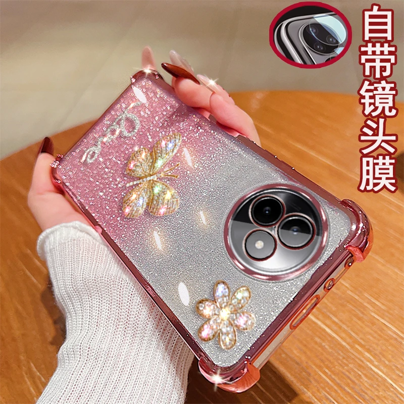 适用红米K80至尊版手机壳镜头全包镶钻女新款气囊防摔套透明软胶