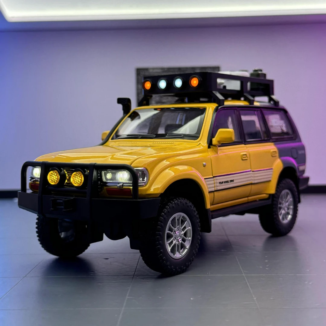 车致合金车模1:24丰田酷路泽LC80越野车带声光回力玩具车音效模型