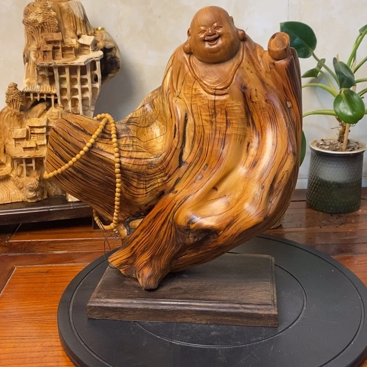 柏木（崖柏）招财弥勒佛高36厘米