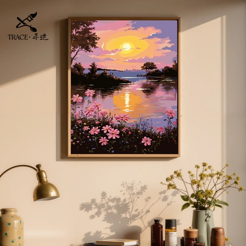 【Trace·寻迹】diy数字油画风景装饰画加厚亚麻画布实木框背板 暮色