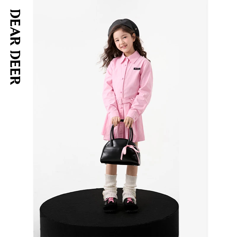 【门店同款】迪迪鹿女大童春秋季粉色连衣裙C124321501
