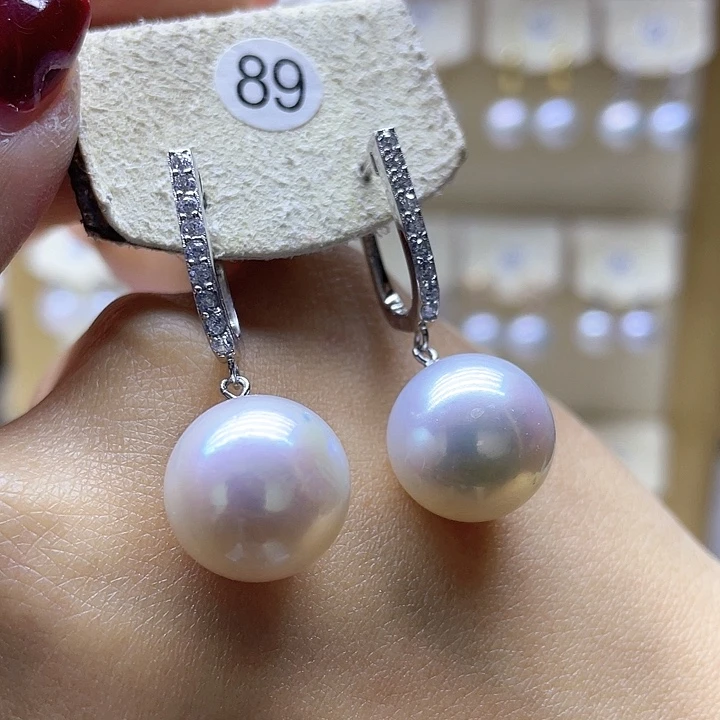 淡水珍珠耳饰银S925镶嵌