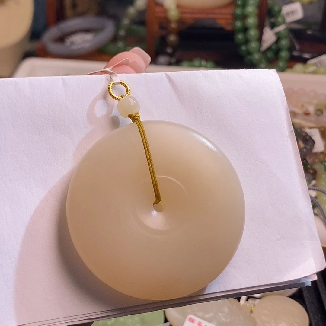 和田玉清货价藕粉红粉平安扣未镶嵌