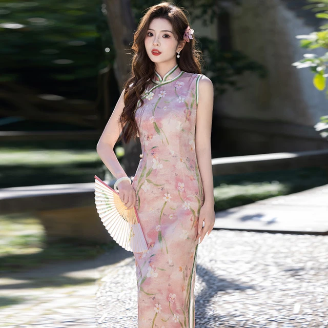 粉色绝美无袖旗袍裙2025新款夏季新中式高端大气上档次年轻款少女
