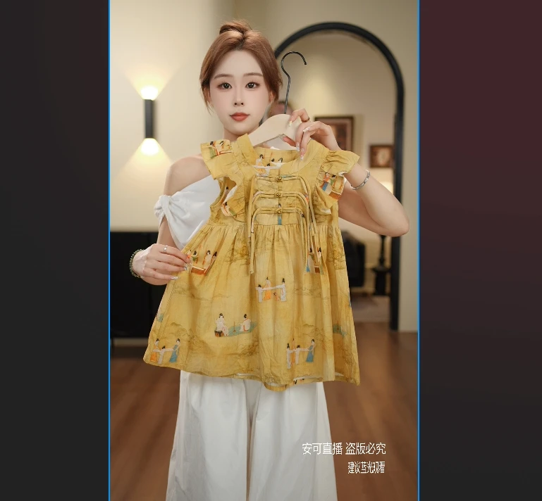 新款儿童女童连衣裙2025新款气质国风时尚夏季新中式棉布裙37563