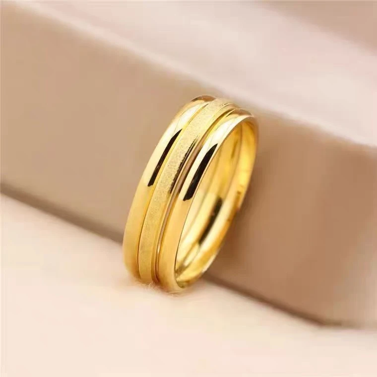 钛钢戒指 蒂芙妮官三生三世素圈简约戒指女金色时尚个性食