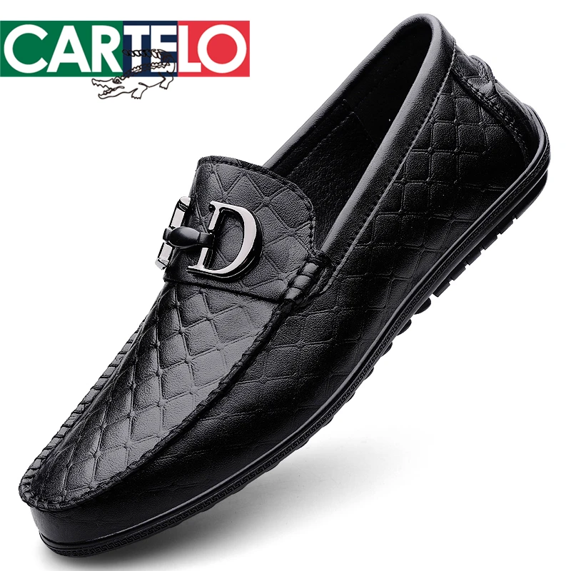 CARTELO/卡帝乐鳄鱼潮流男士透气休闲鞋商务真皮豆豆鞋休闲驾车鞋