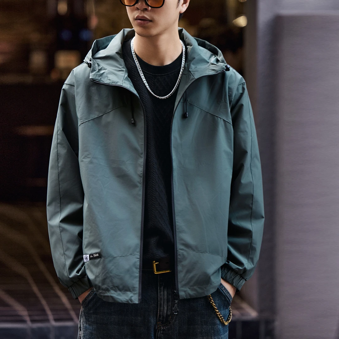 格蓝鹿高端美式户外工装冲锋衣外套男秋冬潮牌宽松连帽登山服夹克