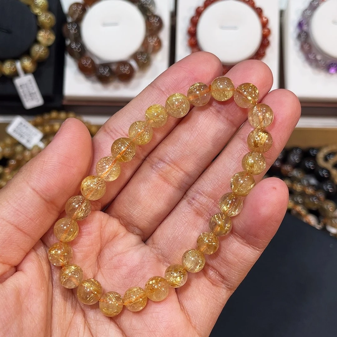 手链发晶未镶嵌满发金发晶8mm