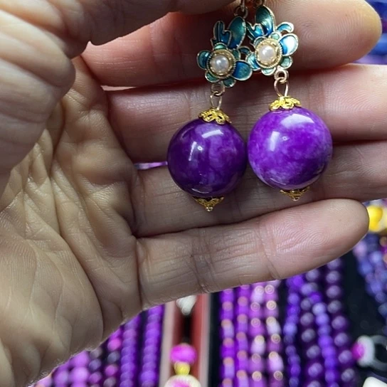 非金属南非老油料16丝绒耳坠S33