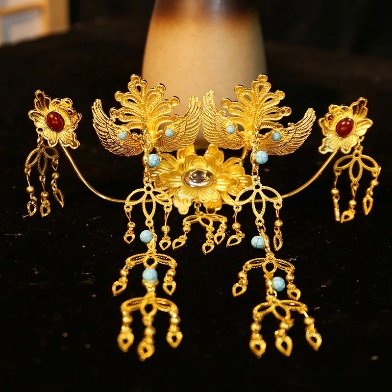 新娘头饰韩式新娘韩版婚礼网红金色时尚皇冠公主簪子