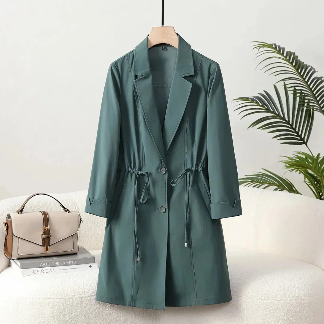 D5976新款2025秋季 时尚气质风衣中长款气质修身显瘦高级感女外套