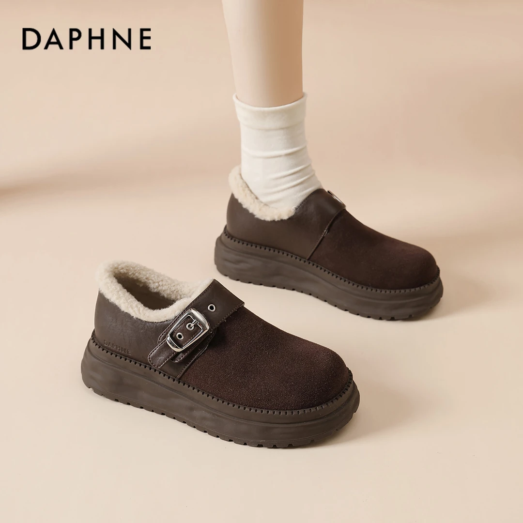 达芙妮雪地靴女2025新款冬季加绒加厚保暖棉鞋东北防滑勃肯鞋外穿
