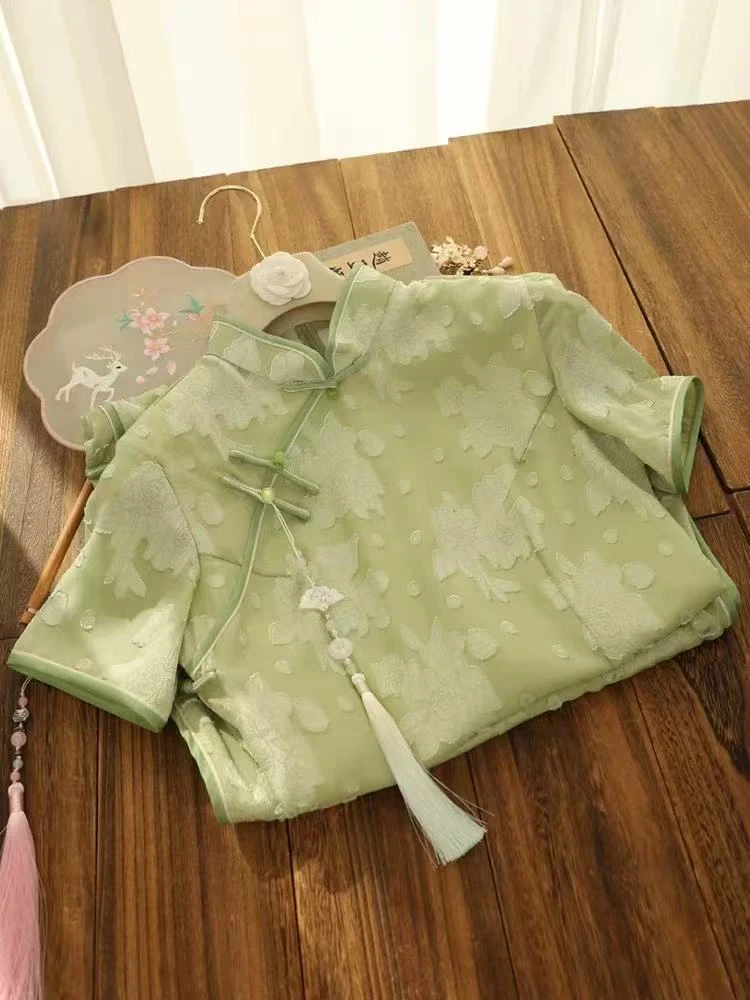 0521 【惊鸿】 绿色 剪面 八扣 旗袍【没有流苏】