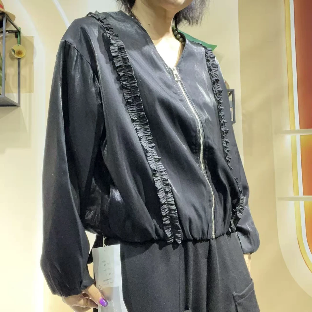 时尚站（A1）女士秋款拉链个性开衫短外套10381