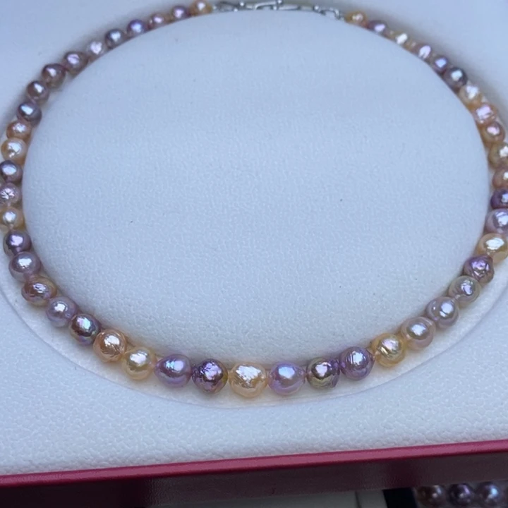 淡水珍珠项链未镶嵌8mm左右 巴洛克