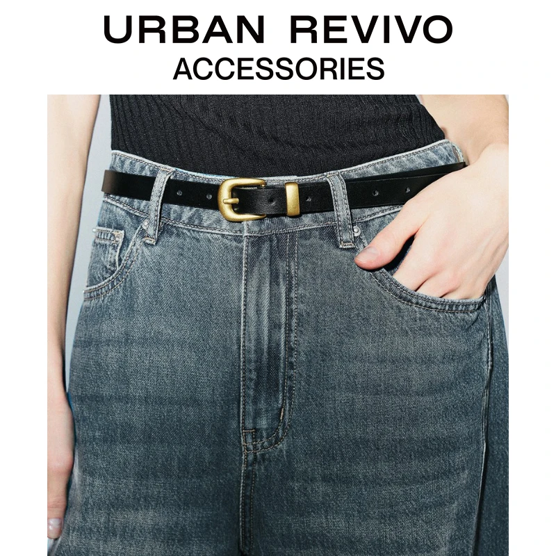 URBAN REVIVO2025秋季新款女士气质金属扣皮带UAWA50148