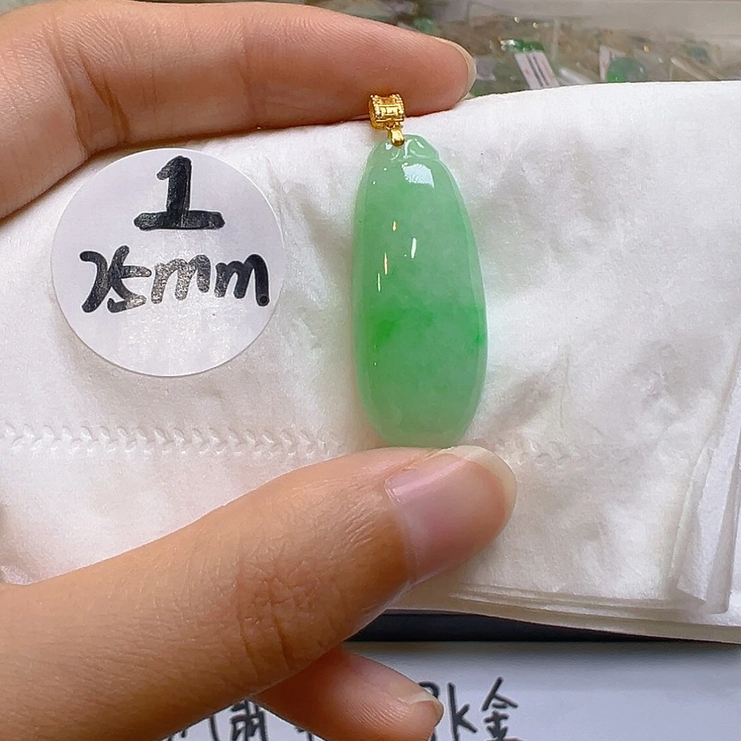 翡翠18K金镶嵌吊坠(不含链)翡翠