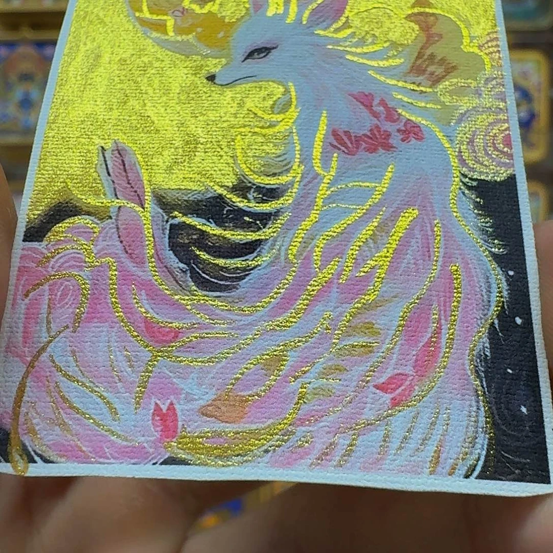 竖款九尾狐虎唐卡 画芯